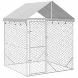 Berkfield Durable Outdoor Dog Kennel With Roof Silver 2X2X2.5 M Galvanised Steel