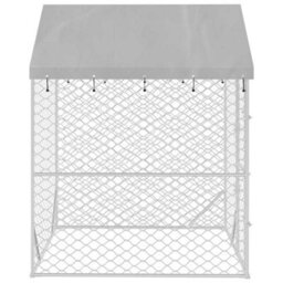 Berkfield Durable Outdoor Dog Kennel With Roof Silver 2X2X2.5 M Galvanised Steel - thumbnail 4