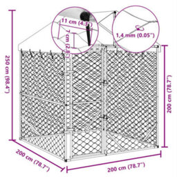 Berkfield Durable Outdoor Dog Kennel With Roof Silver 2X2X2.5 M Galvanised Steel - thumbnail 5
