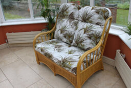 Garden Market Place Gardenmarketplace Sorrento Cane Conservatory Furniture -2 Seater Sofa - Palm Design Fabric - thumbnail 2
