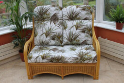 Garden Market Place Gardenmarketplace Sorrento Cane Conservatory Furniture -2 Seater Sofa - Palm Design Fabric - thumbnail 1