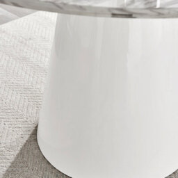 Furniturebox Palma White Marble Effect Round 4-6 Seater Pedestal Dining Table & 4 Navy Velvet Pesaro Silver Leg Chairs - thumbnail 5