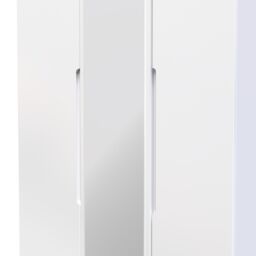 Messina Ready Assembled Modern Matt White Tall Triple Wardrobe With 1 Mirror Door (H)1970mm (W)1110mm (D)530mm - thumbnail 2
