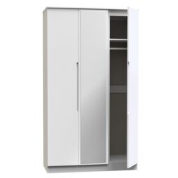Messina Ready Assembled Modern Matt White Tall Triple Wardrobe With 1 Mirror Door (H)1970mm (W)1110mm (D)530mm - thumbnail 4