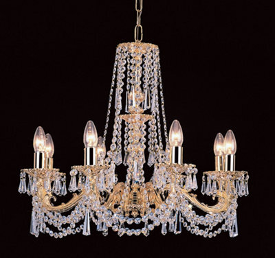 Luminosa Lighting Luminosa Stuttgart Strass Cast Brass Gold 8 Arm Chandelier