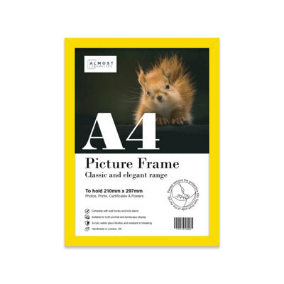 A4 Yellow Picture Frame Fits A4 (21 X 29.7Cm - 8.3 X 11.7In) Poster, Photo, Artwork, Or Print. - image 1