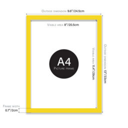A4 Yellow Picture Frame Fits A4 (21 X 29.7Cm - 8.3 X 11.7In) Poster, Photo, Artwork, Or Print. - thumbnail 2