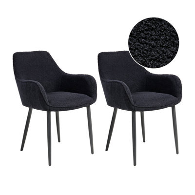 Beliani Set Of 2 Dining Chairs Alden Boucle Black - image 1