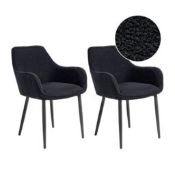 Beliani Set Of 2 Dining Chairs Alden Boucle Black - thumbnail 1
