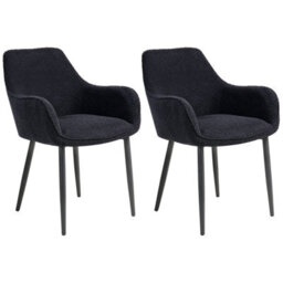 Beliani Set Of 2 Dining Chairs Alden Boucle Black - thumbnail 4