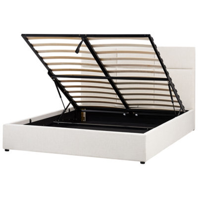 Beliani Ottoman Bed Fabric Lagord 160 X 200 Cm (Eu King Size) Off-White - image 1