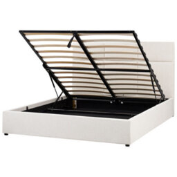 Beliani Ottoman Bed Fabric Lagord 160 X 200 Cm (Eu King Size) Off-White - thumbnail 1