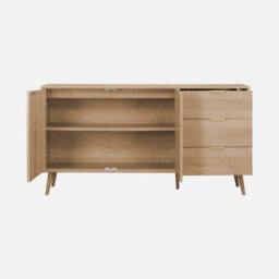Sweeek - 150Cm Wood And Rounded Cane Rattan Sideboard Natural 150X39X79 Cm - Eva - thumbnail 3