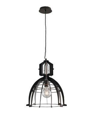 Luminosa Lighting Luminosa Urban Wire Frame Pendant Ceiling Light Bronze 40X46Cm