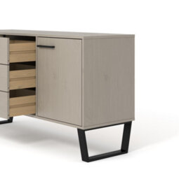 Core Products Grey Waxed 1 Door And 3 Drawers Sideboard H73.6Cm X W90.0Cm X D43.0Cm - thumbnail 6