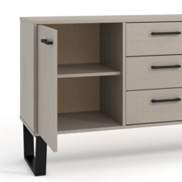 Core Products Grey Waxed 1 Door And 3 Drawers Sideboard H73.6Cm X W90.0Cm X D43.0Cm - thumbnail 5