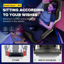 Gtplayer Gaming Chair With Footrest, Ergonomic Computer Desk Chair With Pocket Spring Cushion, Home Office Chair, Pu, Grey - thumbnail 3