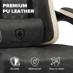 Gtplayer Gaming Chair With Footrest, Ergonomic Computer Desk Chair With Pocket Spring Cushion, Home Office Chair, Pu, Grey - thumbnail 7