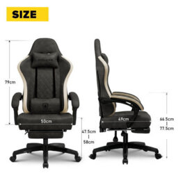 Gtplayer Gaming Chair With Footrest, Ergonomic Computer Desk Chair With Pocket Spring Cushion, Home Office Chair, Pu, Grey - thumbnail 4