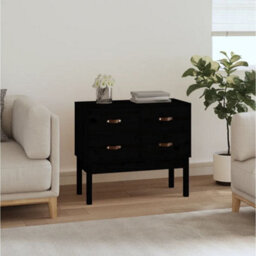 Berkfield Console Cabinet Black 90X40X78 Cm Solid Wood Pine - thumbnail 1