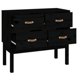 Berkfield Console Cabinet Black 90X40X78 Cm Solid Wood Pine - thumbnail 4