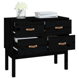 Berkfield Console Cabinet Black 90X40X78 Cm Solid Wood Pine - thumbnail 7