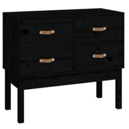 Berkfield Console Cabinet Black 90X40X78 Cm Solid Wood Pine - thumbnail 2