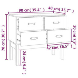 Berkfield Console Cabinet Black 90X40X78 Cm Solid Wood Pine - thumbnail 9