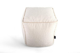 Littens Cream Teddy Boucle Square Cube Footstool Bean Bag Pouffe Ottoman Seat 41Cm X 41Cm X 41Cm - thumbnail 3