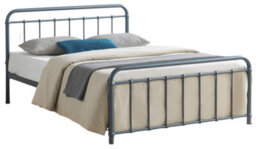 Save On Goods UK 4Ft6 Double Grey Tubular Steel Metal Retro Victorian Bed Frame Bedstead - thumbnail 2