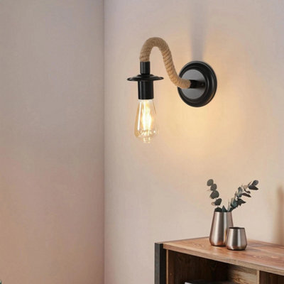 2X Industrial Wall Light Rotatable Indoor Rope Wall Lamp E27 Hallway Living Room - image 1