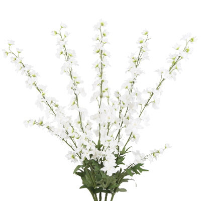 5 Pack Artificial White Delphinium Flowers - 108 Cm Tall - Silk For Centerpieces, Bridal Showers, (Pure White) - image 1