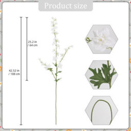 5 Pack Artificial White Delphinium Flowers - 108 Cm Tall - Silk For Centerpieces, Bridal Showers, (Pure White) - thumbnail 2