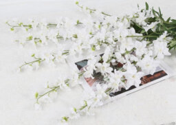 5 Pack Artificial White Delphinium Flowers - 108 Cm Tall - Silk For Centerpieces, Bridal Showers, (Pure White) - thumbnail 4