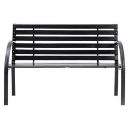 Breeins 2 Seater Outdoor Black Garden Benches Outdoor Seating Wooden Garden Bench With Metal Frame Slatted Patio Furniture - thumbnail 3