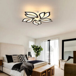45W Dimmable Led Ceiling Light Black Flower Chandeliers Remote App Livingroom - thumbnail 6