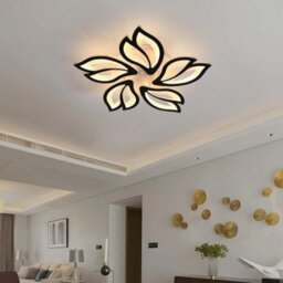 45W Dimmable Led Ceiling Light Black Flower Chandeliers Remote App Livingroom - thumbnail 4