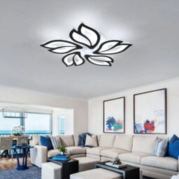 45W Dimmable Led Ceiling Light Black Flower Chandeliers Remote App Livingroom - thumbnail 5