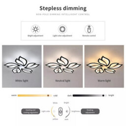45W Dimmable Led Ceiling Light Black Flower Chandeliers Remote App Livingroom - thumbnail 8