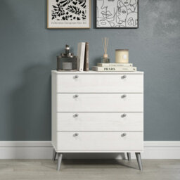 Core Products Augusta Curve 4 Drawer Chest In White, Bedroom Storage Cabinet H86.3 X W76.9 X D39.5 Cm - thumbnail 1