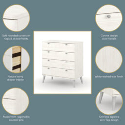 Core Products Augusta Curve 4 Drawer Chest In White, Bedroom Storage Cabinet H86.3 X W76.9 X D39.5 Cm - thumbnail 7