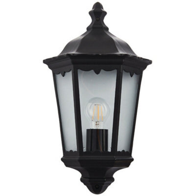 Ip44 Outdoor Wall Light Matt Black Traditional Lantern Porch Flush Dimmable Lamp - image 1