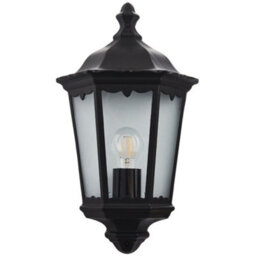 Ip44 Outdoor Wall Light Matt Black Traditional Lantern Porch Flush Dimmable Lamp