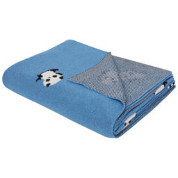 Beliani Blanket Talokan Cotton 130 X 170 Cm Blue