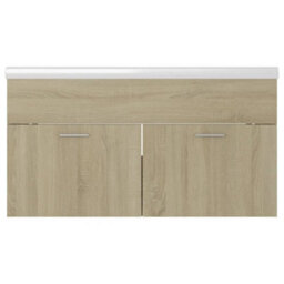 Berkfield Sink Cabinet With Built-In Basin Sonoma Oak Engineered Wood - thumbnail 7
