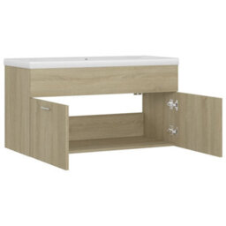 Berkfield Sink Cabinet With Built-In Basin Sonoma Oak Engineered Wood - thumbnail 5