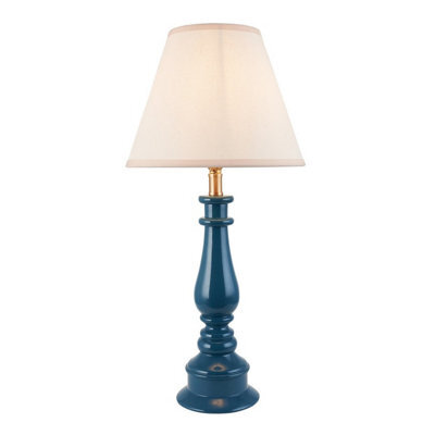 Luminosa Lighting Luminosa Myrtle Marlin Blue Table Lamp With Vintage White Fabric Ivy Shade 25Cm B22 - image 1
