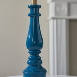 Luminosa Lighting Luminosa Myrtle Marlin Blue Table Lamp With Vintage White Fabric Ivy Shade 25Cm B22 - thumbnail 4