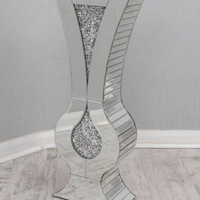 Biznest Large 70Cm Diamond Crush Sparkle Crystal Mirrored Vase Silver Vase Bedroom Home Decorative Modern Vase For Dried Flower
