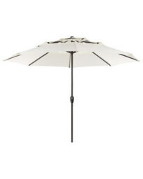 Beliani Market Garden Parasol Beige - 285Cm Octagonal Uv Umbrella With Crank - thumbnail 1